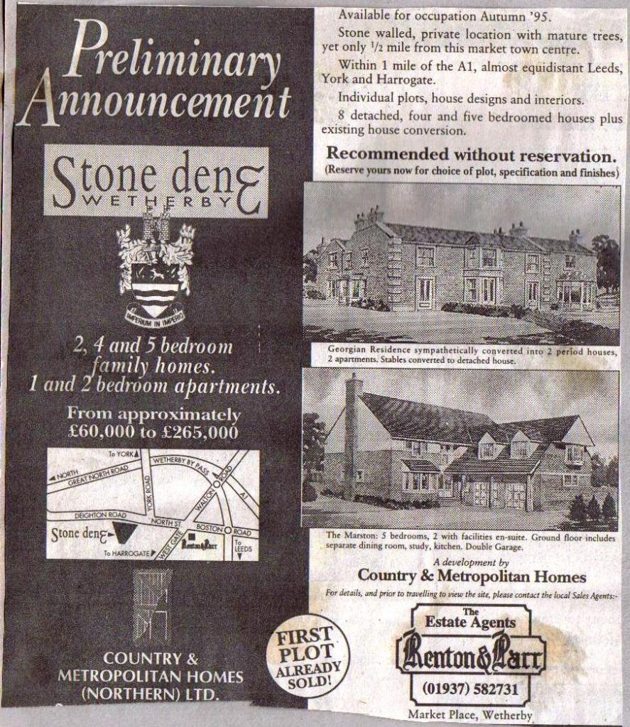 Stonedene advert in 1995 Wetherby News