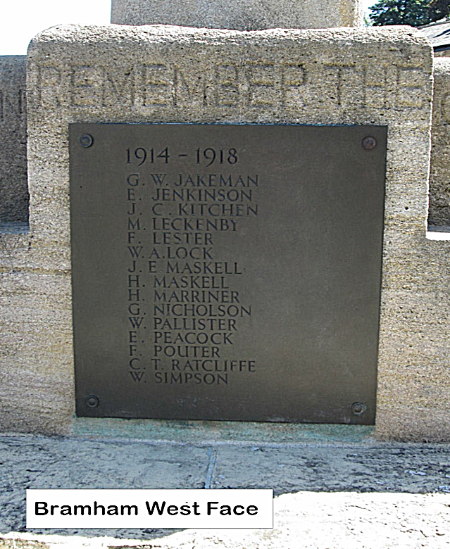 Bramham War Memorial WW1 Detail 2
